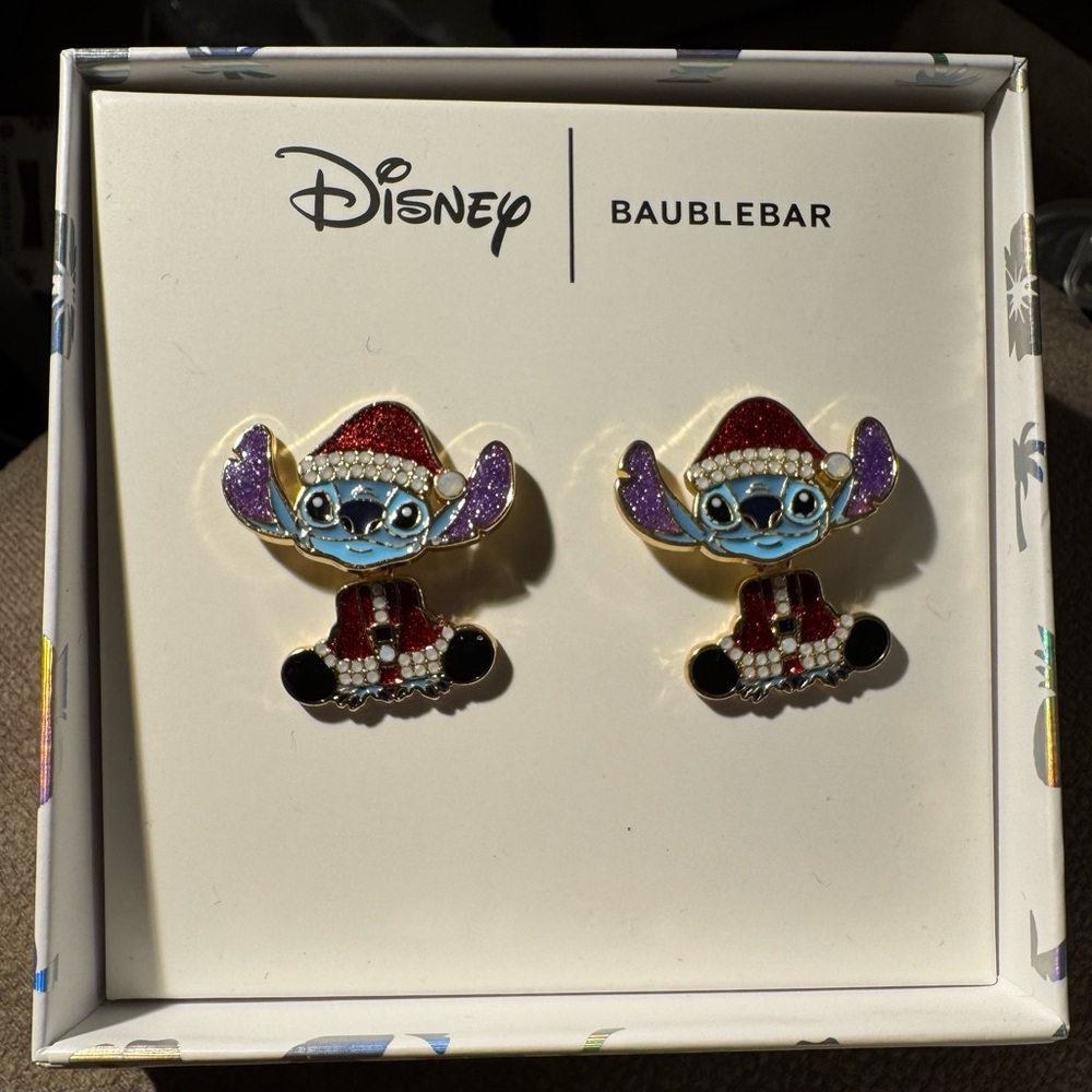 NWT Disney BaubleBar Santa Stitch Earrings